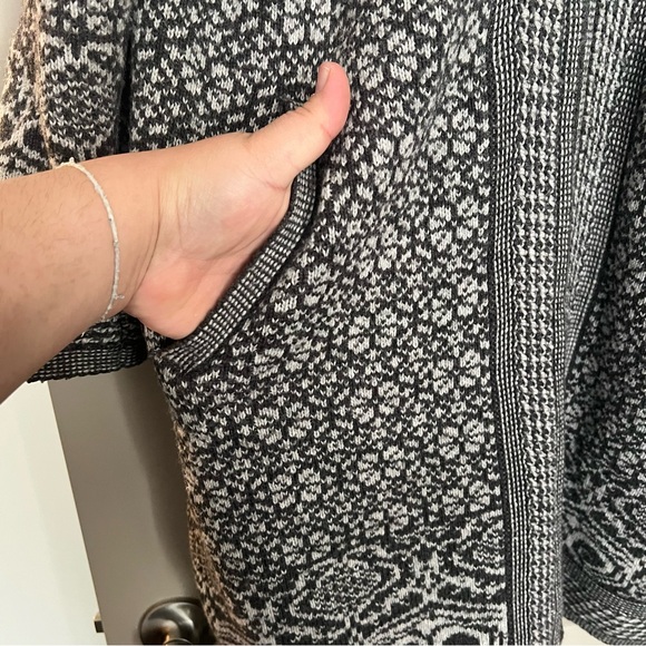 Dakini hooded wool shacket full zip jacket Black and White Knit Cardigan 1XL - Picture 4 of 11